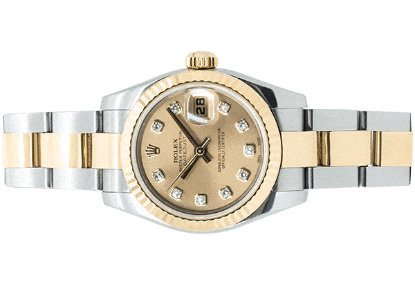 ROLEX OYSTER PERPETUAL DATEJUST 26mm GOLD / STEEL IN JUBILEE BRACELET SILVER DIAMOND DIAL AUTOMATIC 179173 (MINT)