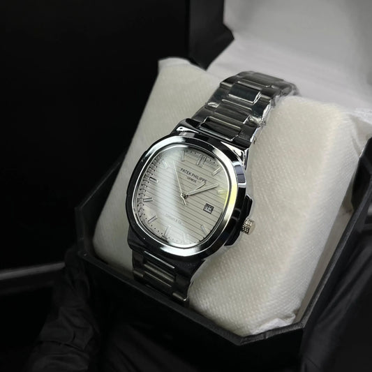 Patek Philippe Two Tone Wrist Watch With Date And Time Watch Patek Philippe Luxury Watch For Men In Stainless Steel In Trending Colour Mens Watch High And Premium Watch