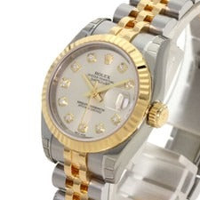 ROLEX OYSTER PERPETUAL DATEJUST 26mm GOLD / STEEL IN JUBILEE BRACELET SILVER DIAMOND DIAL AUTOMATIC 179173 (MINT)