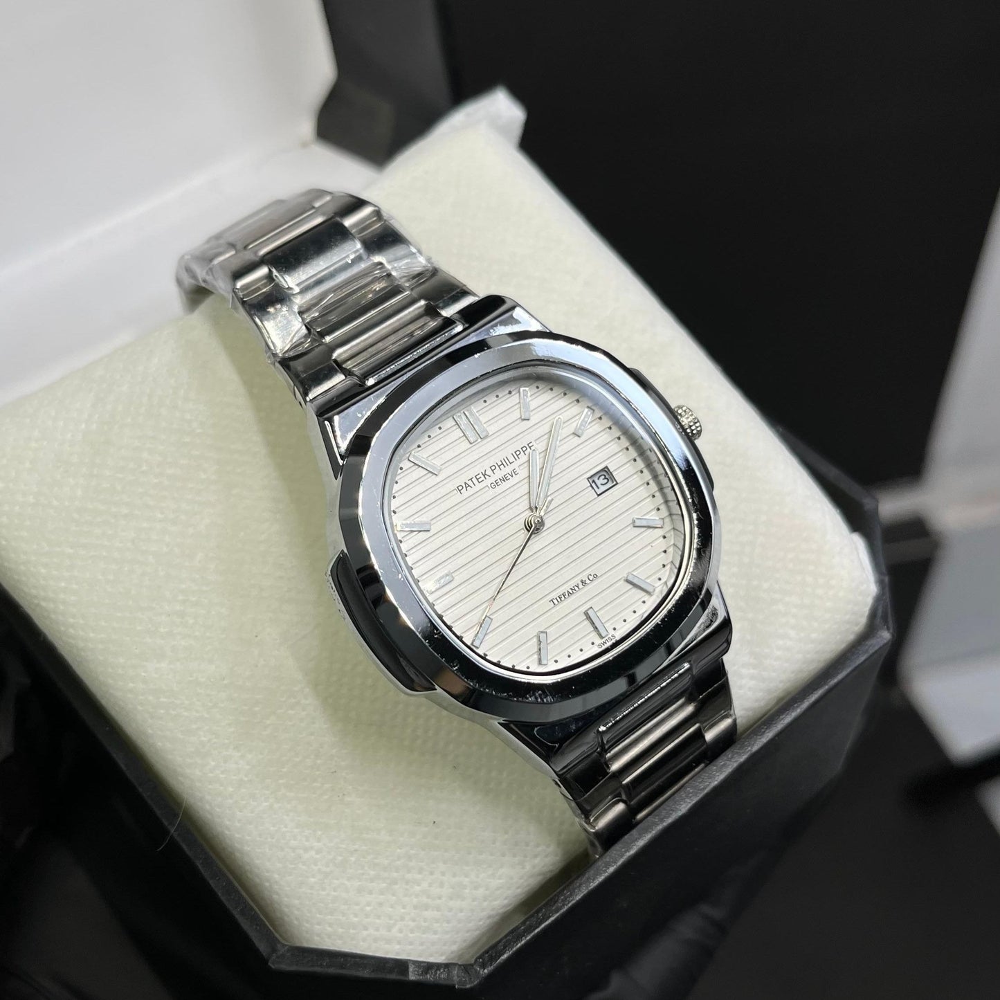 Patek Philippe Two Tone Wrist Watch With Date And Time Watch Patek Philippe Luxury Watch For Men In Stainless Steel In Trending Colour Mens Watch High And Premium Watch