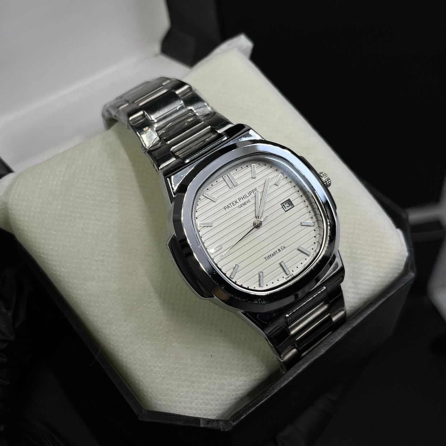 Patek Philippe Two Tone Wrist Watch With Date And Time Watch Patek Philippe Luxury Watch For Men In Stainless Steel In Trending Colour Mens Watch High And Premium Watch